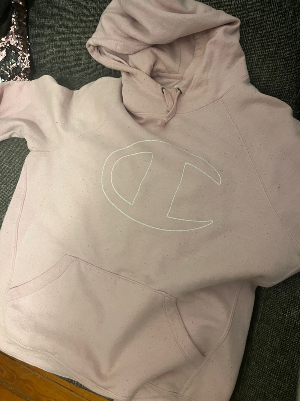 Champion Light Pink Hoodie with Embroidered C Logo